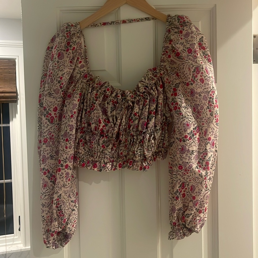 Sabina Musayev cropped floral top